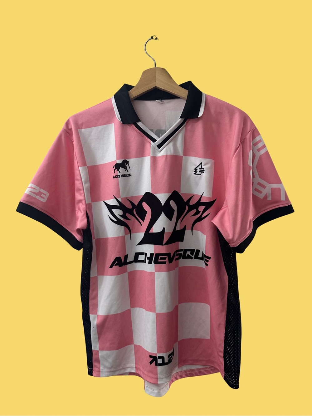 ALCHEVSQUE × 22 Boys Club FC Metalurg Zaporizhzhia Pink Checkered Soccer Jersey